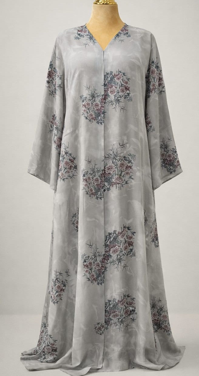 Silver Bloom Abaya