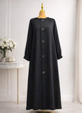 Noir Button Abaya